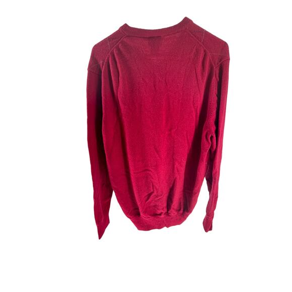 Jos. A. Bank Lambs Wool Red Argyle V-Neck Pullover Sweater Men's Size Large - Picture 4 of 5